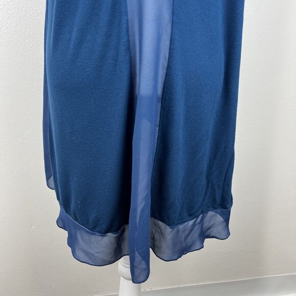 Pemberley Shirt Women Small Blue Short Sleeve A-Line Relaxed Fit High Low Tunic - Picture 12 of 13